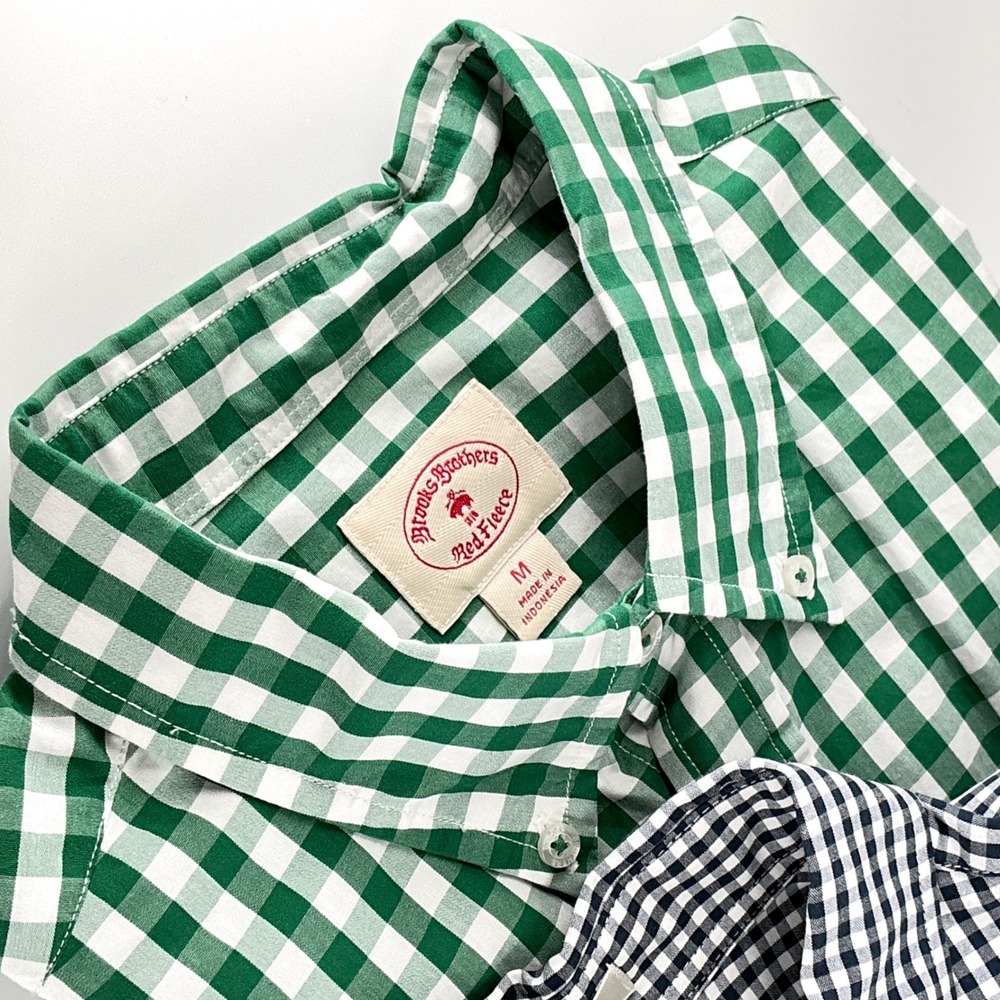 Brooks Brothers J Crew Alan Flusser Mens Size M Button Down Shirts Gingham Linen - Picture 4 of 16